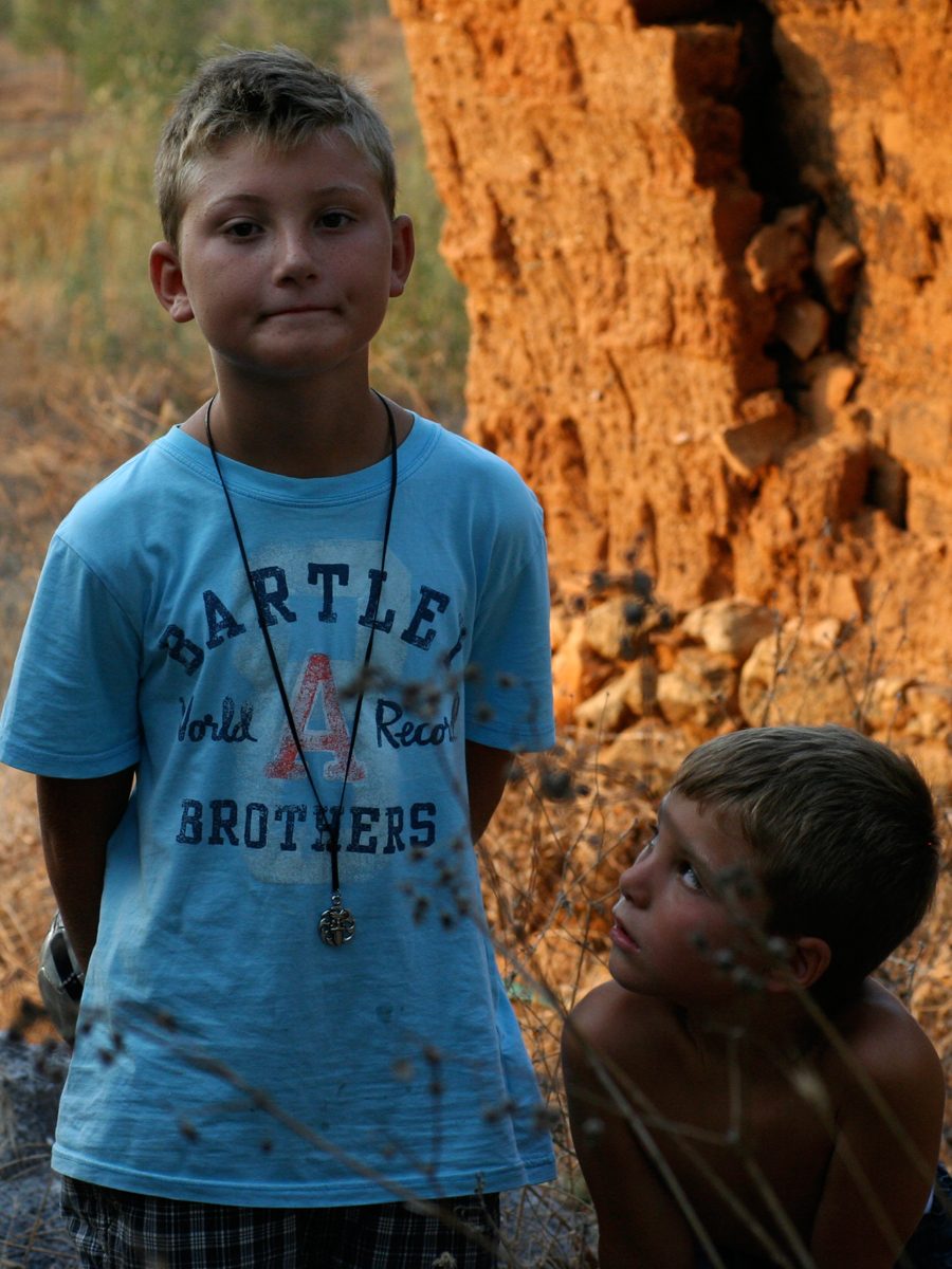 Nick and Marcus during their first summer in Greece